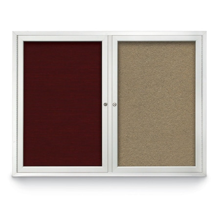 United Visual Products Corkboard, Med Grey/Satin, 48" x 36" UV404-SATIN-MEDGRY